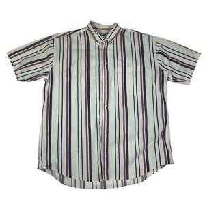 St Johns Bay Mens 2XLXT Short Sleeve Button Down Shirt Multi Color Stripe Cotton